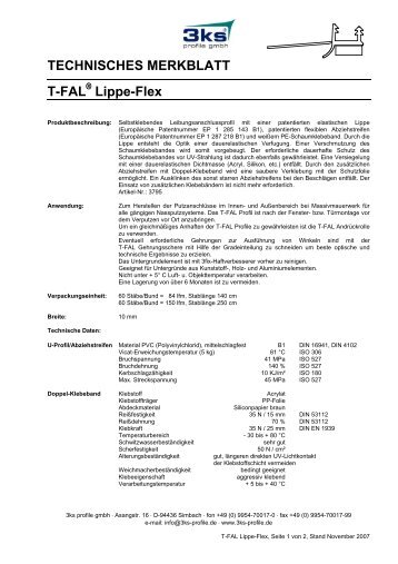 TECHNISCHES MERKBLATT T-FAL Lippe-Flex - 3ks profile gmbh