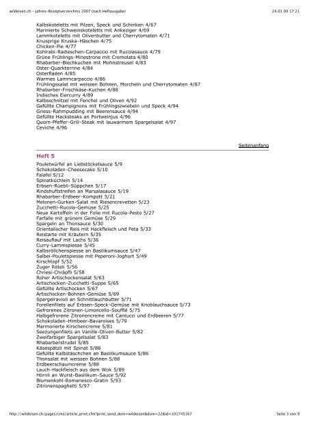 wildeisen.ch - Jahres-Rezeptverzeichnis 2007 (nach Heftausgabe)