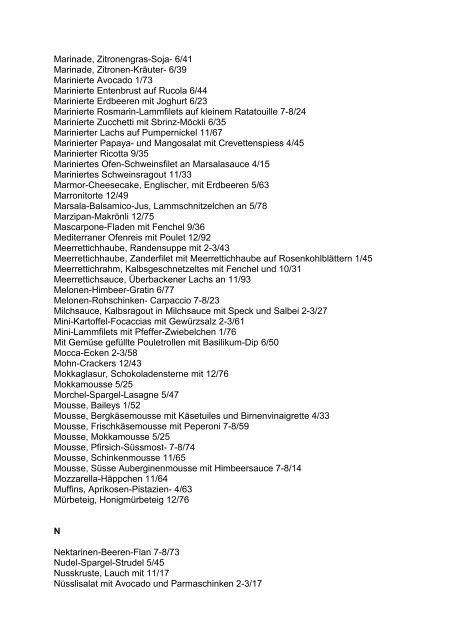 Rezeptverzeichnis „alphabetisch“ 2009