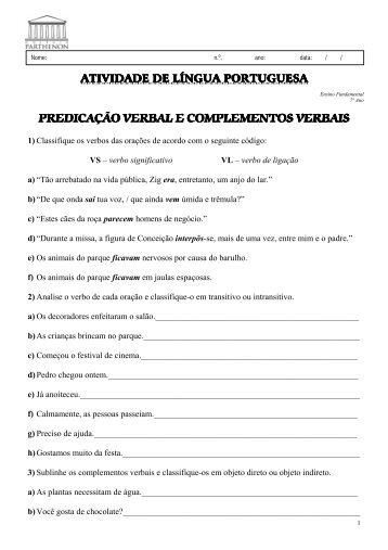 Ativ. LngPort. _Predicao verbal e complementos verbais - Luciana ...