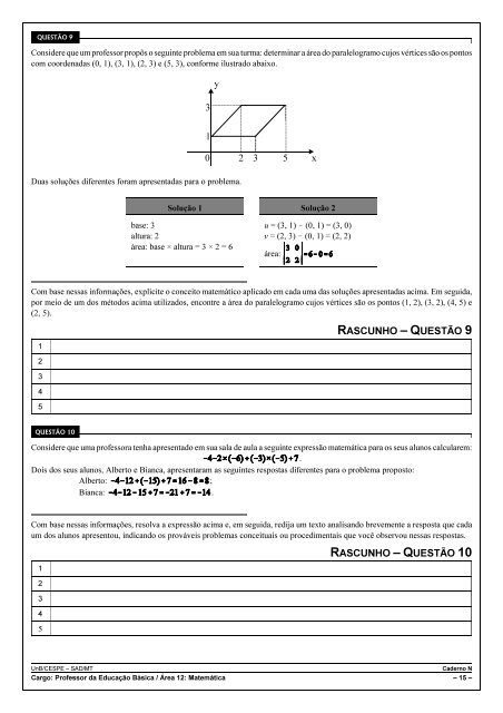 Cadernos de Provas (Objetiva e Discursiva) » Matemática - Sad