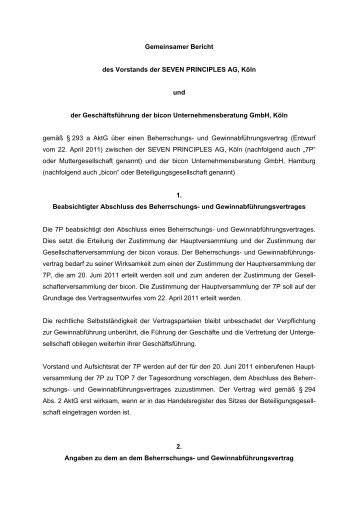 Gemeinsamer Bericht des Vorstands der SEVEN ... - 7P Group