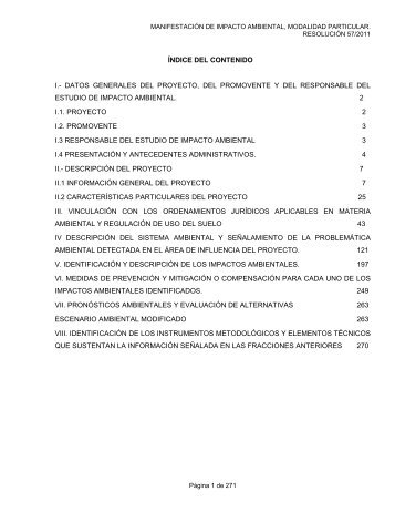 ÍNDICE DEL CONTENIDO I.- DATOS ... - sinat - Semarnat