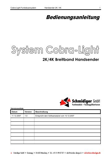 Cobra-Light Funksteuersystem Handsender 2K / 4K 1 Versionenliste ...