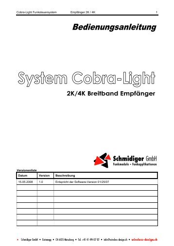 Cobra-Light Funksteuersystem Empfänger 2K / 4K 1 Versionenliste ...