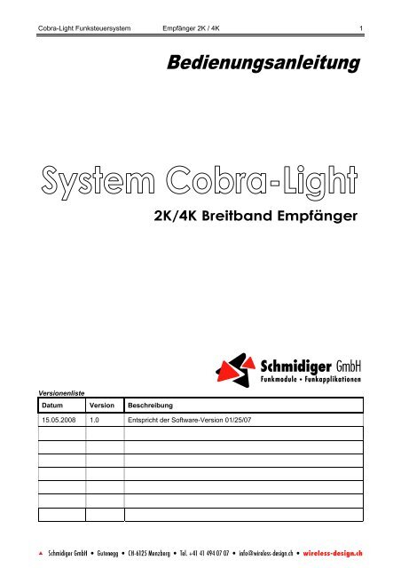 Cobra-Light Funksteuersystem Empfänger 2K / 4K 1 Versionenliste ...