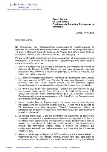carta - Sociedade Portuguesa de Nefrologia