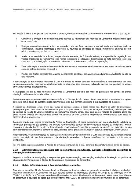 Formulário de Referência 2011 - BM&FBOVESPA - Relações com ...