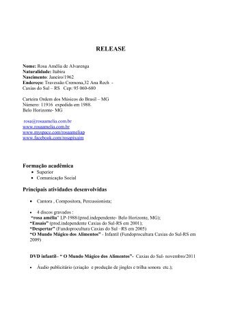Release - PDF - 48Kb - Rosa Amélia