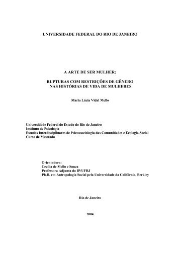 universidade federal do rio de janeiro a arte de ser mulher: rupturas ...