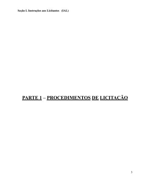 Seção I. Instruções aos Licitantes (IAL) - SEPLAG - Sistema de ...