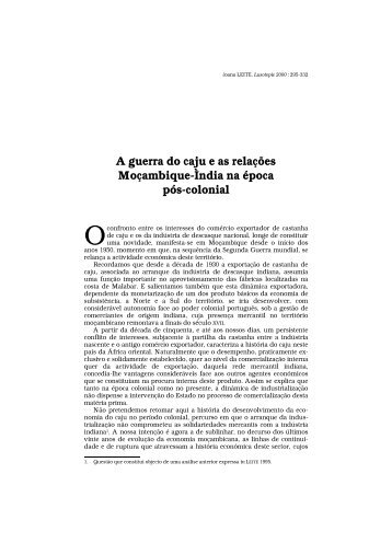 A guerra do caju e as relações Moçambique-Ìndia na ... - Lusotopie