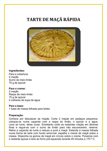 Tranferir as receitas de Tartes