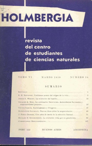 Biblioteca Digital | FCEN-UBA | Holmbergia Nº 14 Revista del ...