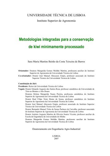Metodologias integradas para a conservação de kiwi minimamente ...