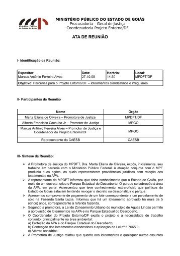 ATA DE REUNIÃO - Ministério Público do Estado de Goiás