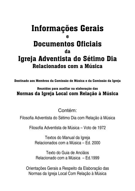 Apostila "Informações Gerais e Documentos Oficiais da Igreja