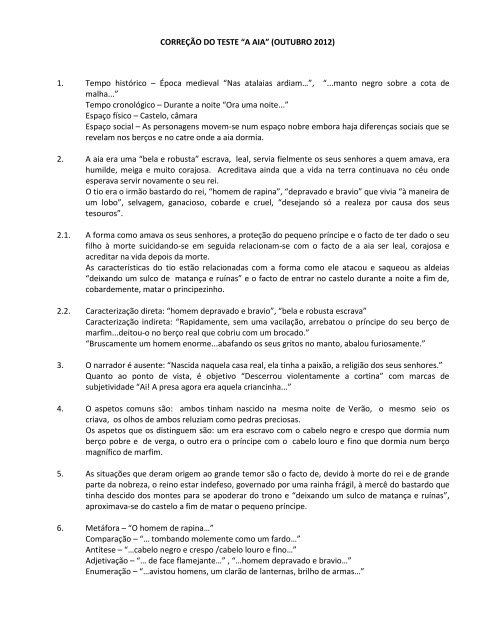 CORREÇÃO DO TESTE “A AIA” (OUTUBRO 2012) 1. Tempo ...