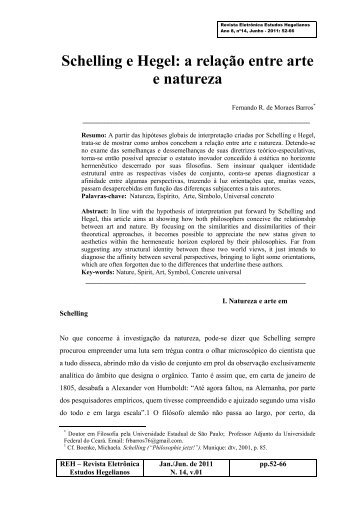 Schelling e Hegel: a relação entre arte e natureza