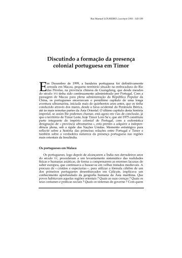 Discutindo a formação da presença colonial portuguesa ... - Lusotopie