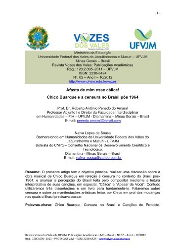 Chico Buarque ea censura no Brasil pós 1964 - UFVJM