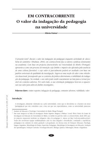 EM CONTRACORRENTE O valor da indagação da pedagogia na ...