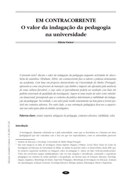 EM CONTRACORRENTE O valor da indagação da pedagogia na ...