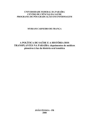 Ler Dissertação - CCS - Universidade Federal da Paraíba