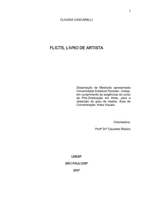 FLICTS , LIVRO DE ARTISTA - Unesp