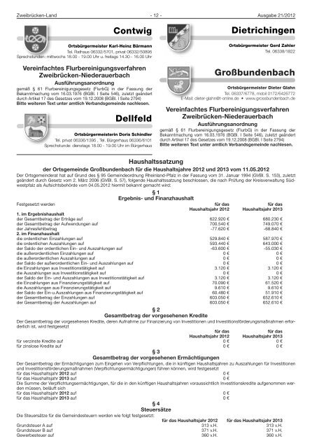 2012, KW21 - Verbandsgemeinde Zweibrücken-Land