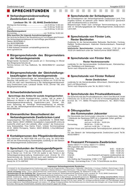 Beilagenhinweis - Verbandsgemeinde Zweibrücken-Land