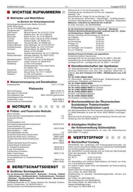 Beilagenhinweis - Verbandsgemeinde Zweibrücken-Land