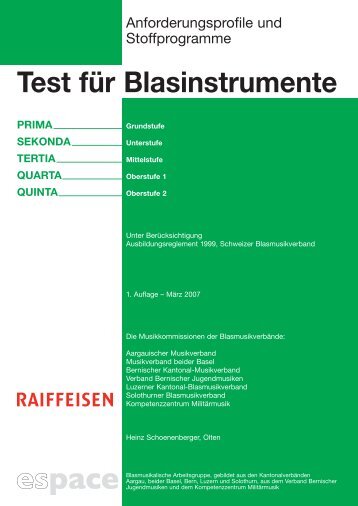 Test für Blasinstrumente - Schweizer Blasmusikverband