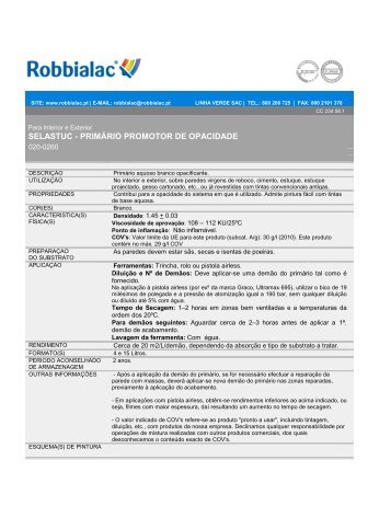 selastuc - primário promotor de opacidade - Tintas Robbialac