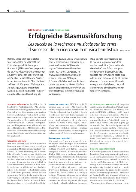 Blasmusikforschung im grossen Rahmen - Schweizer ...