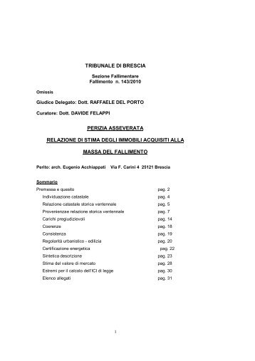 TRIBUNALE DI BRESCIA PERIZIA ASSEVERATA ... - Brescia online