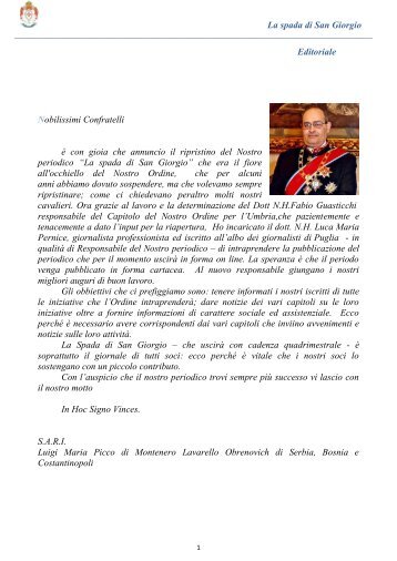 Periodico - numero di Novembre - Sacro Ordine Imperiale Militare ...