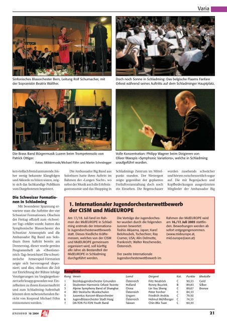 Dirigentin / Dirigenten - Schweizer Blasmusikverband