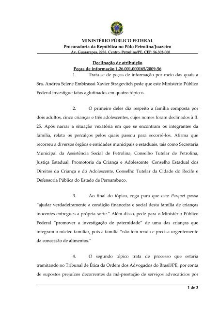 MINISTÉRIO PÚBLICO FEDERAL Procuradoria da República no ...
