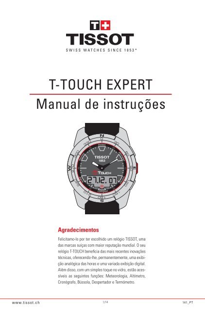 T TOUCH EXPERT Manual de instru es Tissot