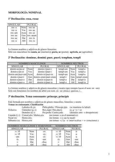 1ª Declinación: rosa, rosae - Instituto Bachiller Sabuco
