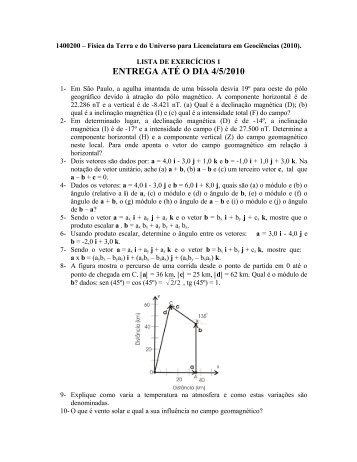 LISTA DE EXERCICIOS 1 - fisica da terra-2 - IAG