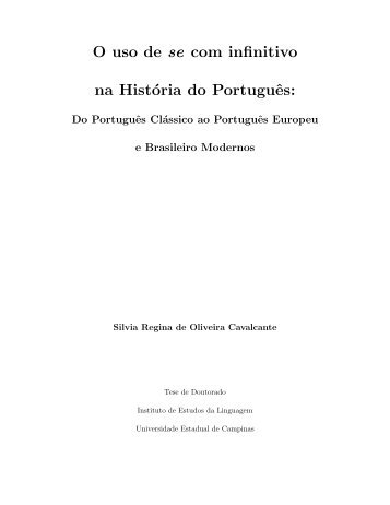 O uso de se com infinitivo na História do Português: - Projeto Tycho ...