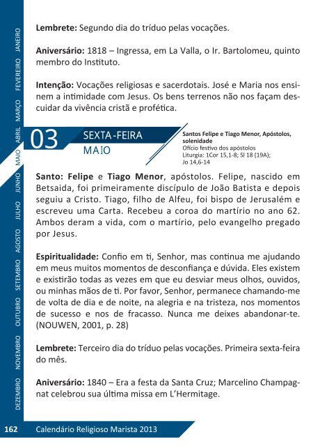 Faça o Download do Calendário Religioso Marista 2013 - umbrasil