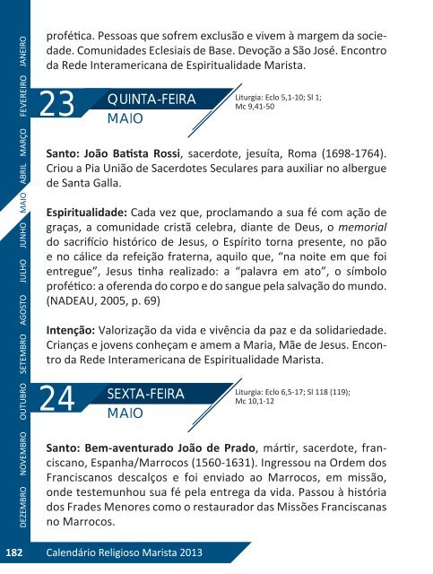 Faça o Download do Calendário Religioso Marista 2013 - umbrasil