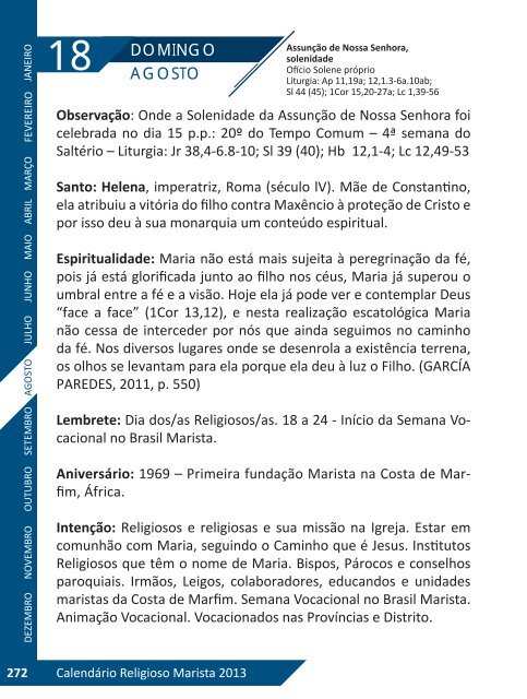 Faça o Download do Calendário Religioso Marista 2013 - umbrasil