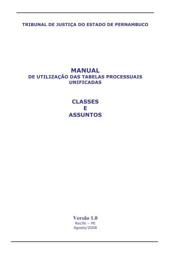 Manual das Tabelas de Classes e Assuntos do - Poder Judiciário de ...