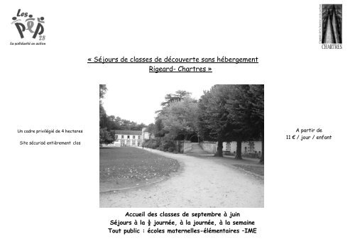 « Séjours de classes de découverte sans hébergement ... - Chartres