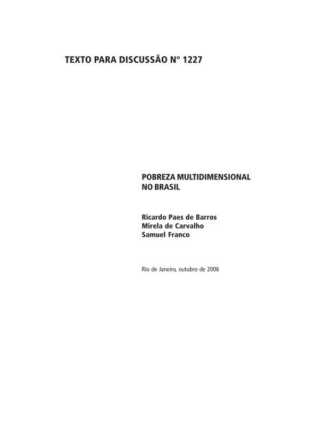 Pobreza multidimensional no - Livros Grátis