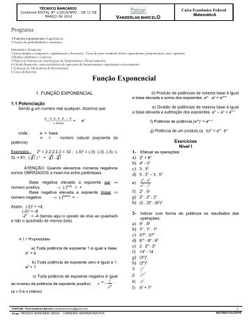 Folha de Exercícios CEF_Função Exponencial_Fortium